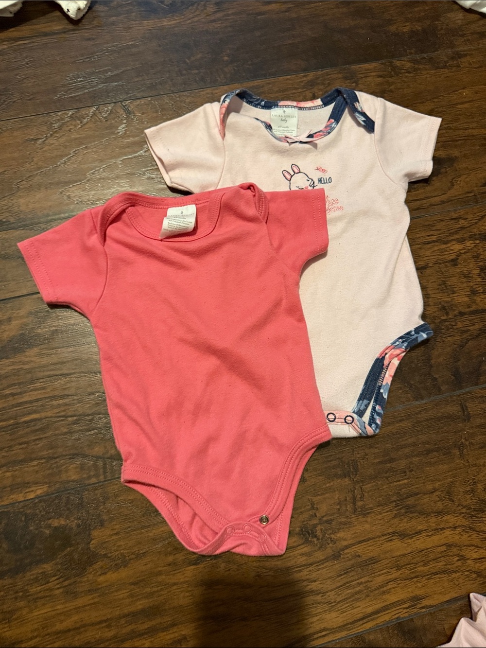 Laura Ashley Baby 6-9 month Onesies hello bunny